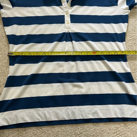 Nike Women's Size Medium Blue White Striped Short Sleeve Dri-Fit Golf Polo - Picture 11 of 12